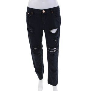 One by One Teaspoon Womens High Rise Distress Awesome Baggy Jeans Blue Size 32
